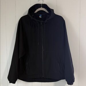 Black Hooded Rain Jacket